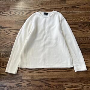 Cream beige roll neck cotton DKNY vintage knit sweater basic